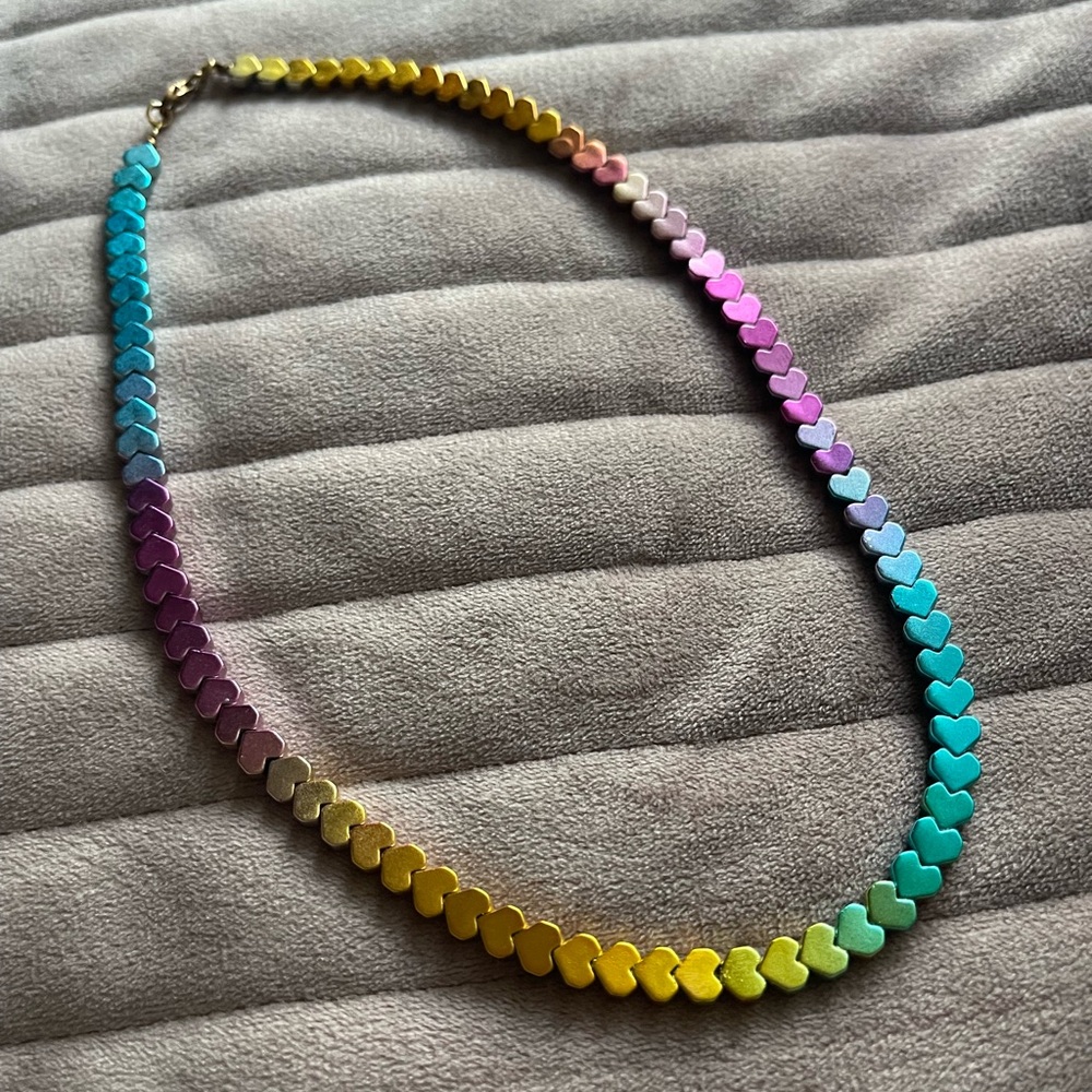 Multicolor Hematite Heart Necklace - Picture 5 of 5